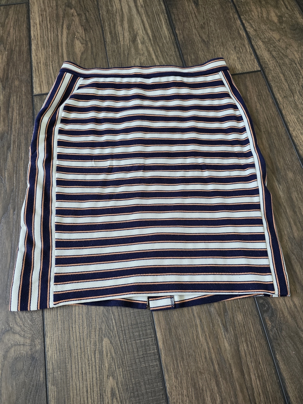 Banana Republic Navy, Cream & Orange Striped Pencil Skirt